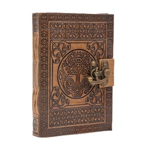 Carnet de notes artisanal A5 en cuir Celtique Cadeau vintage en cuir véritable arbre de vie Grimoire Shadow Spell Book Sketchbook Travels image 6