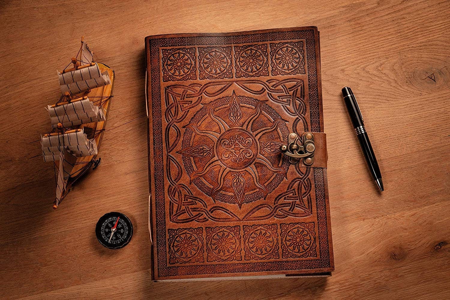 A4 Leather Notebook Journal Handmade Diary | Spell Grimoire Book of Shadows Sketchbook Academic Travel Diary Vintage Witchy Gift for Him Her