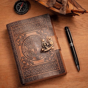 Handcrafted A5 Leather Journal | Celtic Tree of Life, Sketchbook