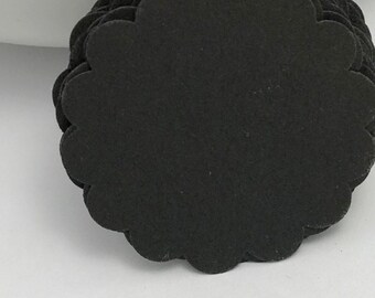 die cuts black scalloped circle die cuts, gift tag, scrapbooking, journal spot, cupcake topper papercrafts card making stationery