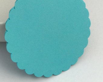 25 blue scalloped circle die cuts, gift tag, scrapbooking, journal spot, cupcake topper papercrafts card making stationery paper supplies