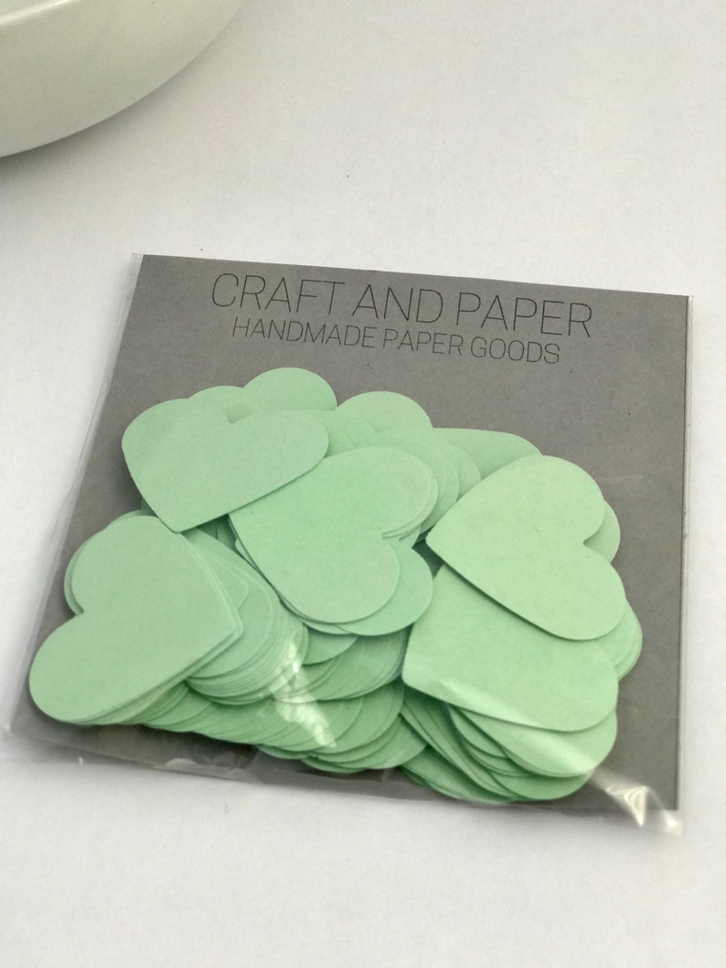 gift tag confetti 1.5 die cut cupcake topper card making papercraft paper party supplies scrapbooking 100 mint hearts stickers