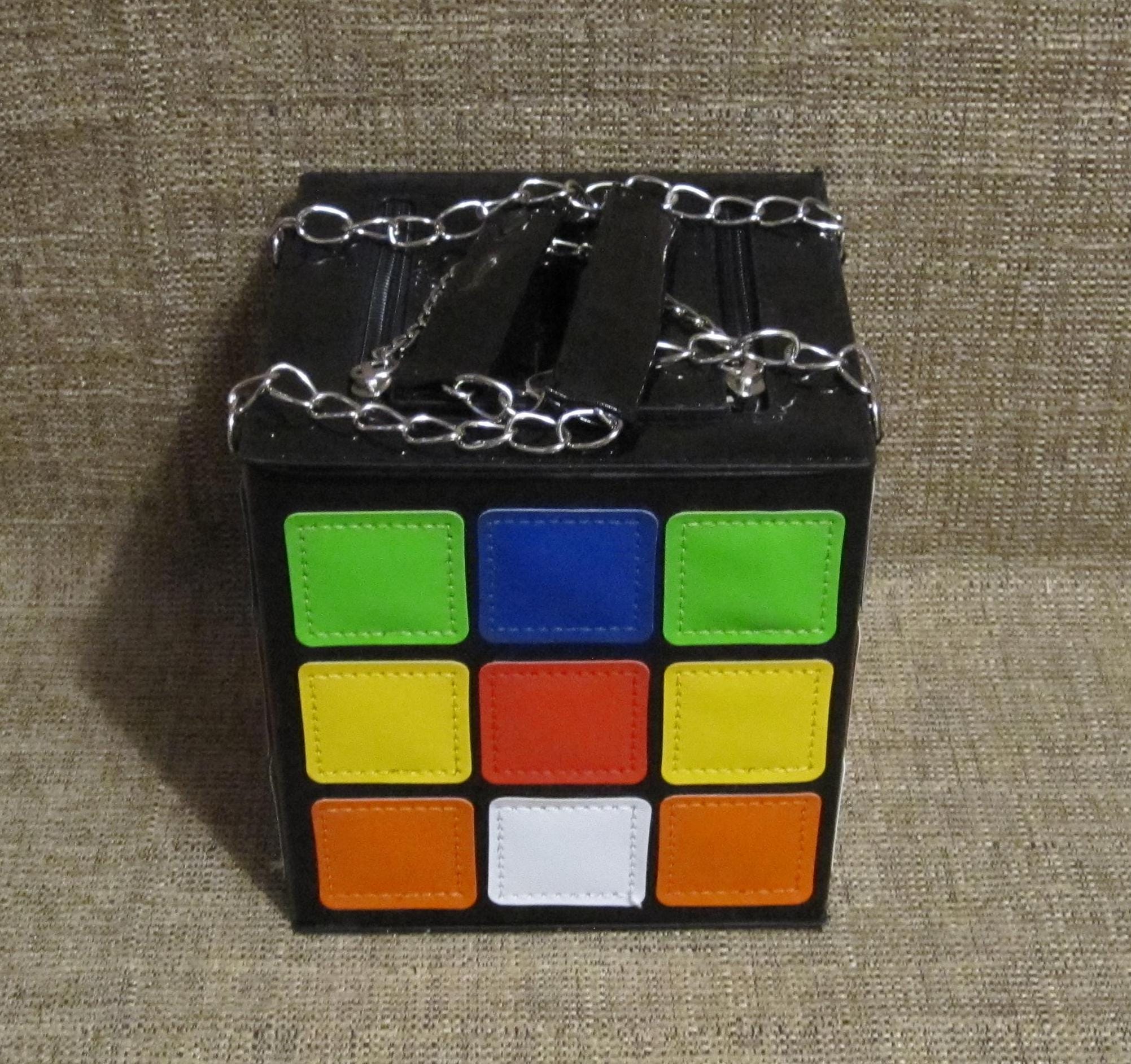 Bag Colorful Cube Purse Square Box Zipper Top Closure Unique