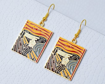 The Scream Painting Earrings , Accessories, Handmade Gift, Ears, Art, Artist, Aretes, Painter, Edvard Munch, Museum,  Expressionist, Gallery
