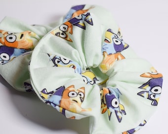 Blue Heeler Dog Kids Cartoon Scrunchies, Hair Tie, Accessories, Gifts, Ponytail, TV Show, Party Favors, Birthday, Girls, Australia, Family
