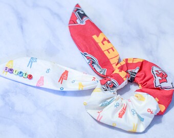 Kansas City Football Team Scrunchie, Hair Accessories, Pop Singer, Ponytail, Football, 1989, 87, Sport, Missouri, KC, TS, Singer Tay