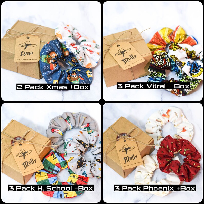 Wizard House School Scrunchie Custom Box ,Hair ,Accessories, Handmade, Ponytail, Movie, Magic, Witch, Wizard, Made with Licensed HP Fabric image 7