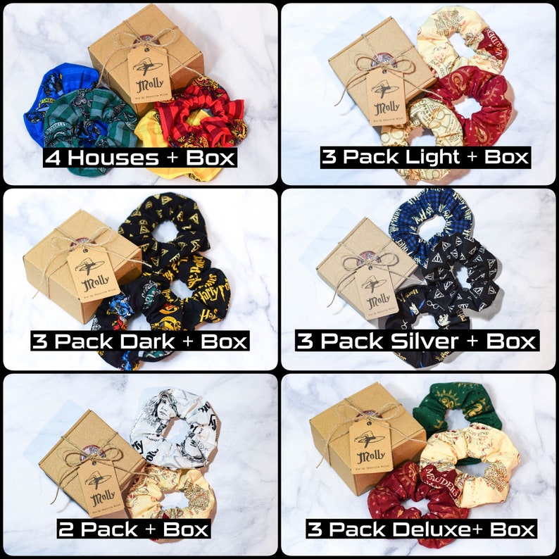 Wizard House School Scrunchie Custom Box ,Hair ,Accessories, Handmade, Ponytail, Movie, Magic, Witch, Wizard, Made with Licensed HP Fabric image 6