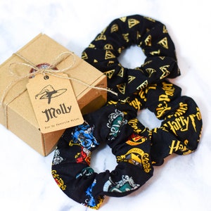 Wizard House School Scrunchie Custom Box ,Hair ,Accessories, Handmade, Ponytail, Movie, Magic, Witch, Wizard, Made with Licensed HP Fabric image 2