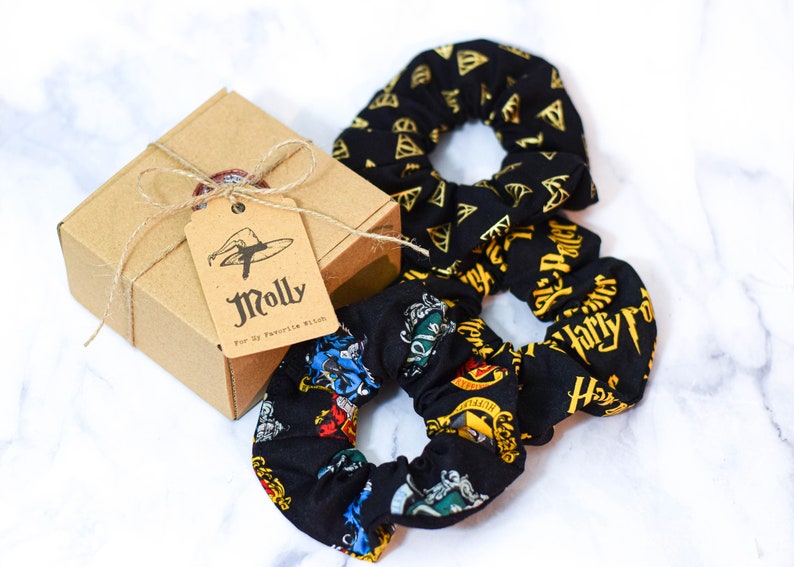 Wizard House School Scrunchie Custom Box ,Hair ,Accessories, Handmade, Ponytail, Movie, Magic, Witch, Wizard, Made with Licensed HP Fabric image 2