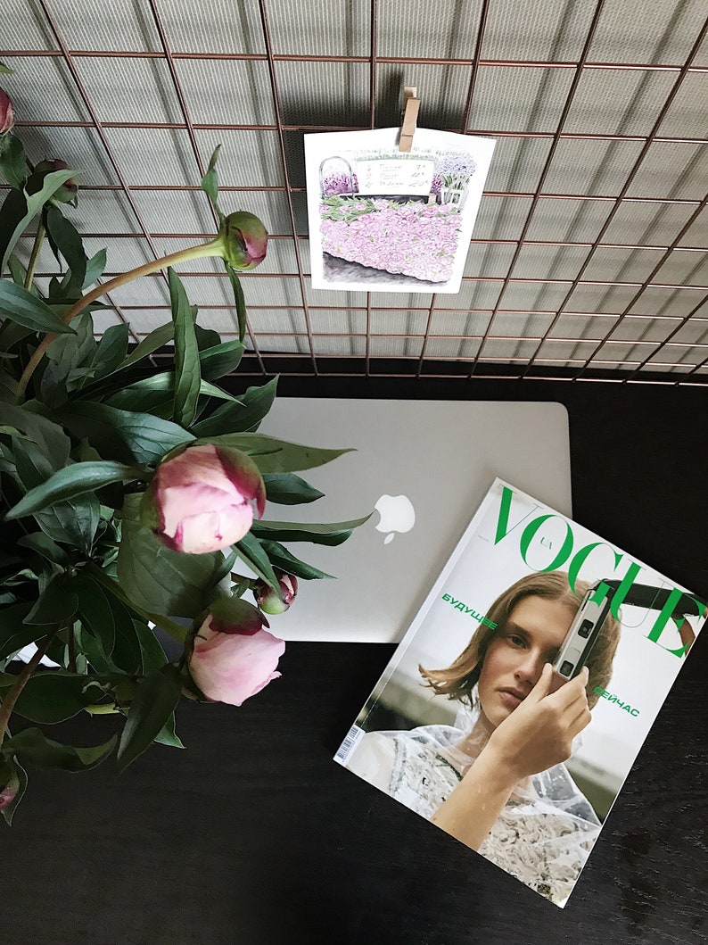 Rose Gold Wire Wall Grid SHELF CLIPS Mood Board Photo Etsy