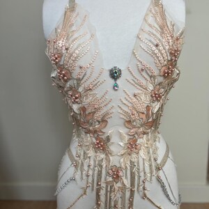 Beige harness with precious lace and rhinestones