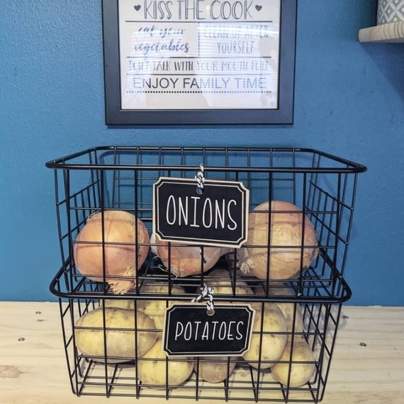 Labelled Black Wire Baskets Kitchen Storage Pantry Storage Etsy
