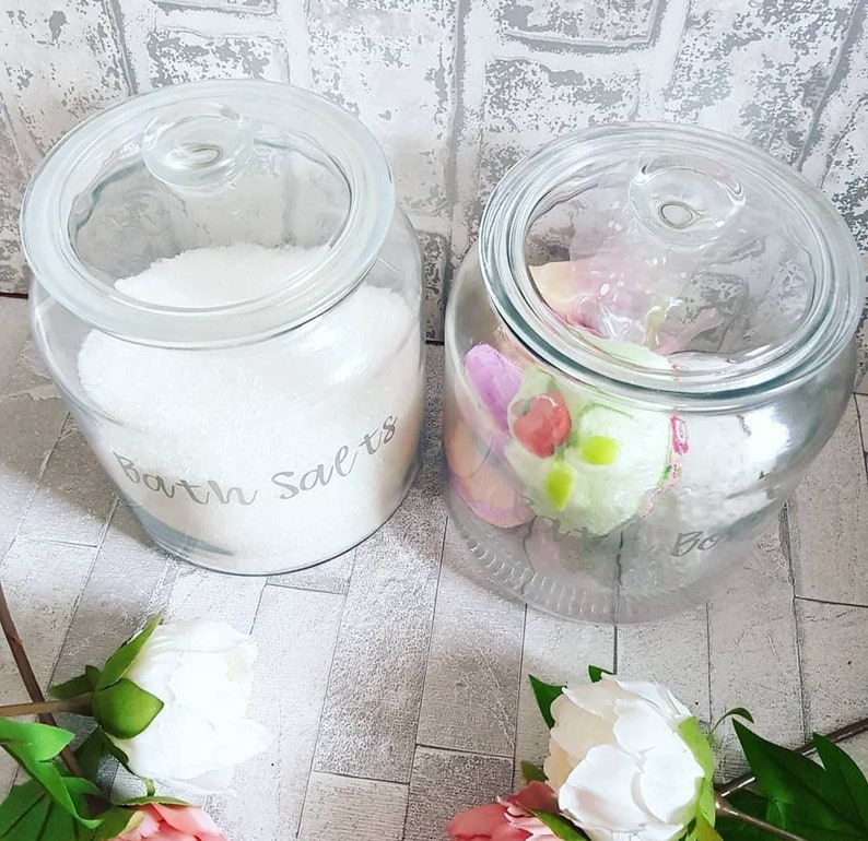 Personalised Glass Jars Bath Salts Storage Bath Bomb Storage Etsy
