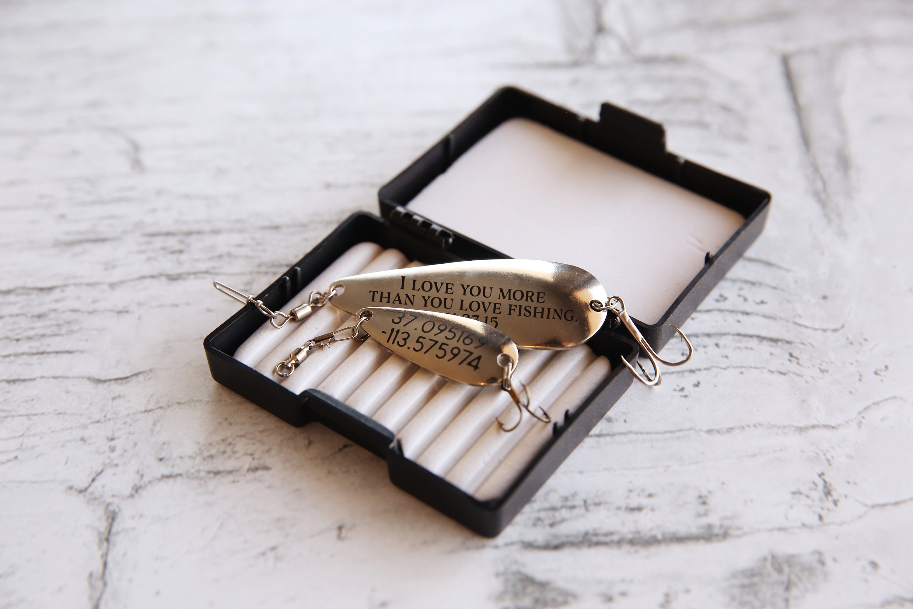 Personalized Fishing Lure Set In Fly Box Custom Fish Gift Etsy