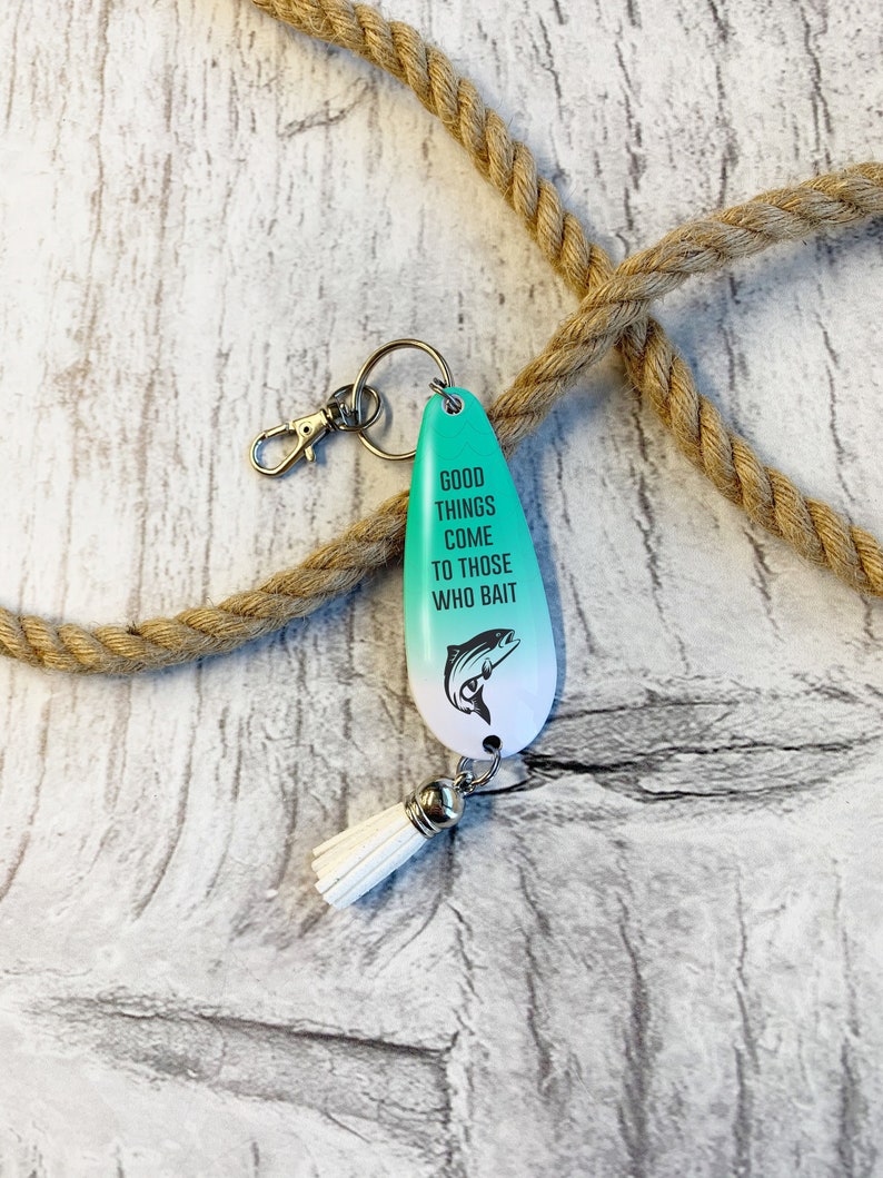 Personalized Full Color Fishing Lure Keychain With Leather Etsy