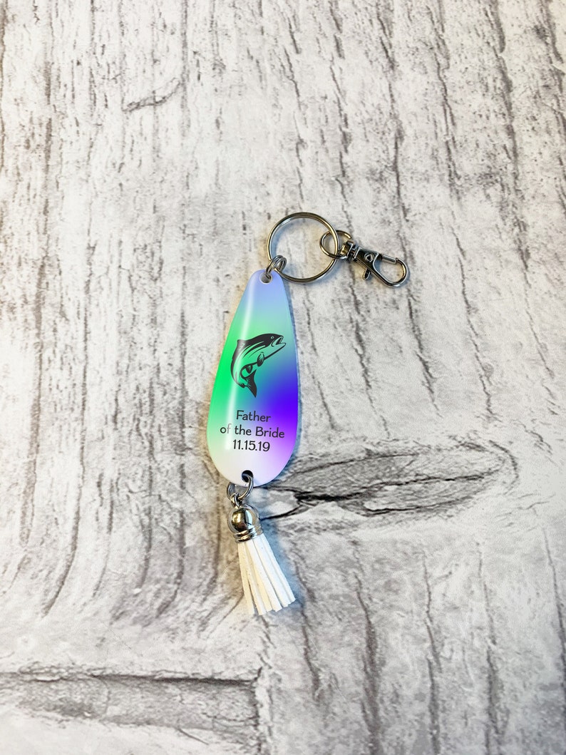 Personalized Full Color Fishing Lure Keychain With Leather Etsy