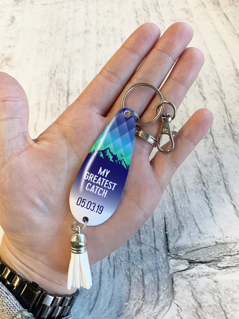 Personalized Full Color Fishing Lure Keychain With Leather Etsy