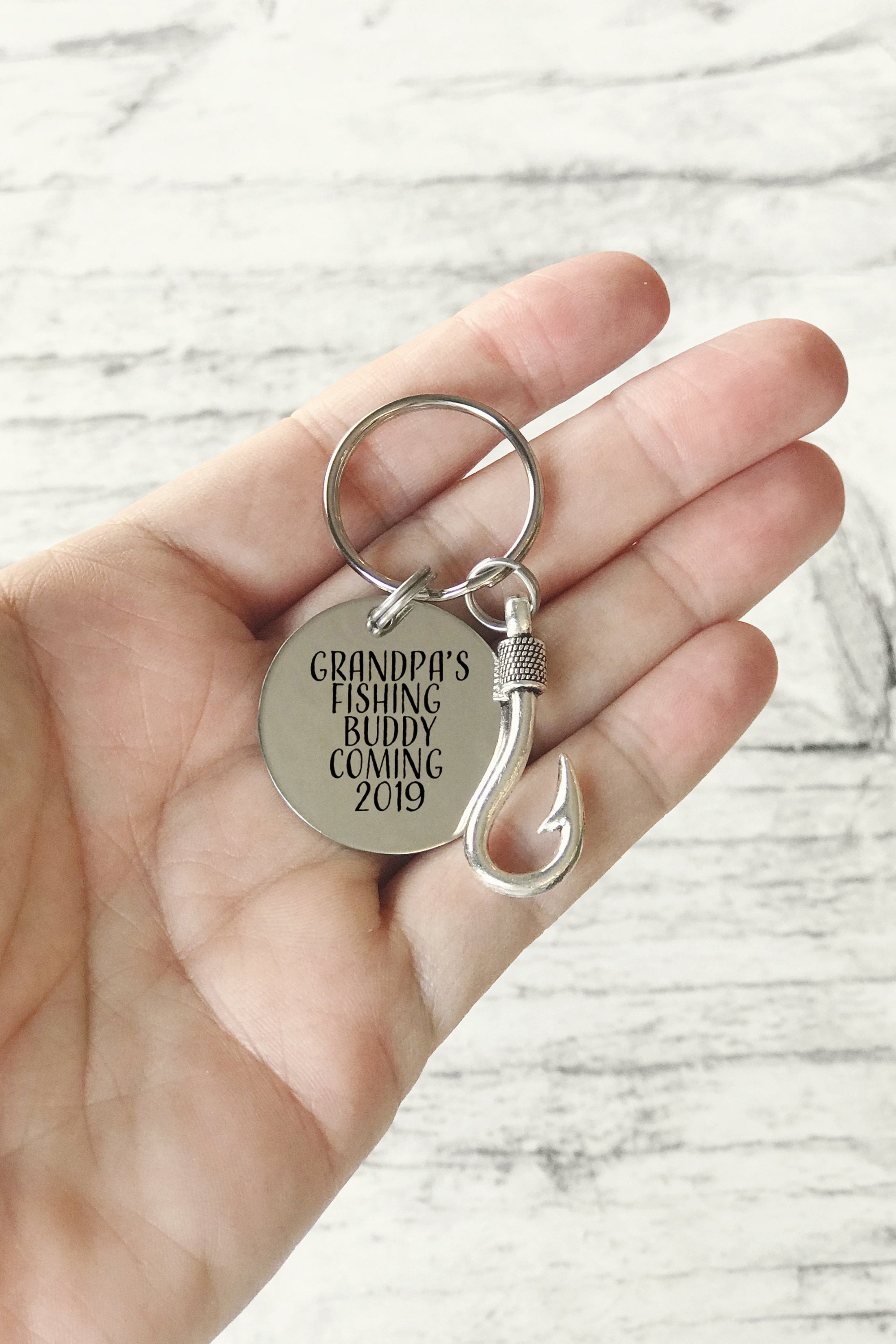 Personalized Fishing Keychain With Hook Charm Custom Fish Gift Etsy