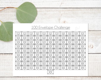 100 Envelope Challenge - Money Saving - Saving - Home - Print - New - 100 Envelope Tracker - Gift - Money Tracker - Organised