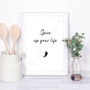 Spice Up Your Life Print - Kitchen Print - Spice Print - Chili Print - Home Print - Wall Print - Decor - Gift - Typography - Minimalist