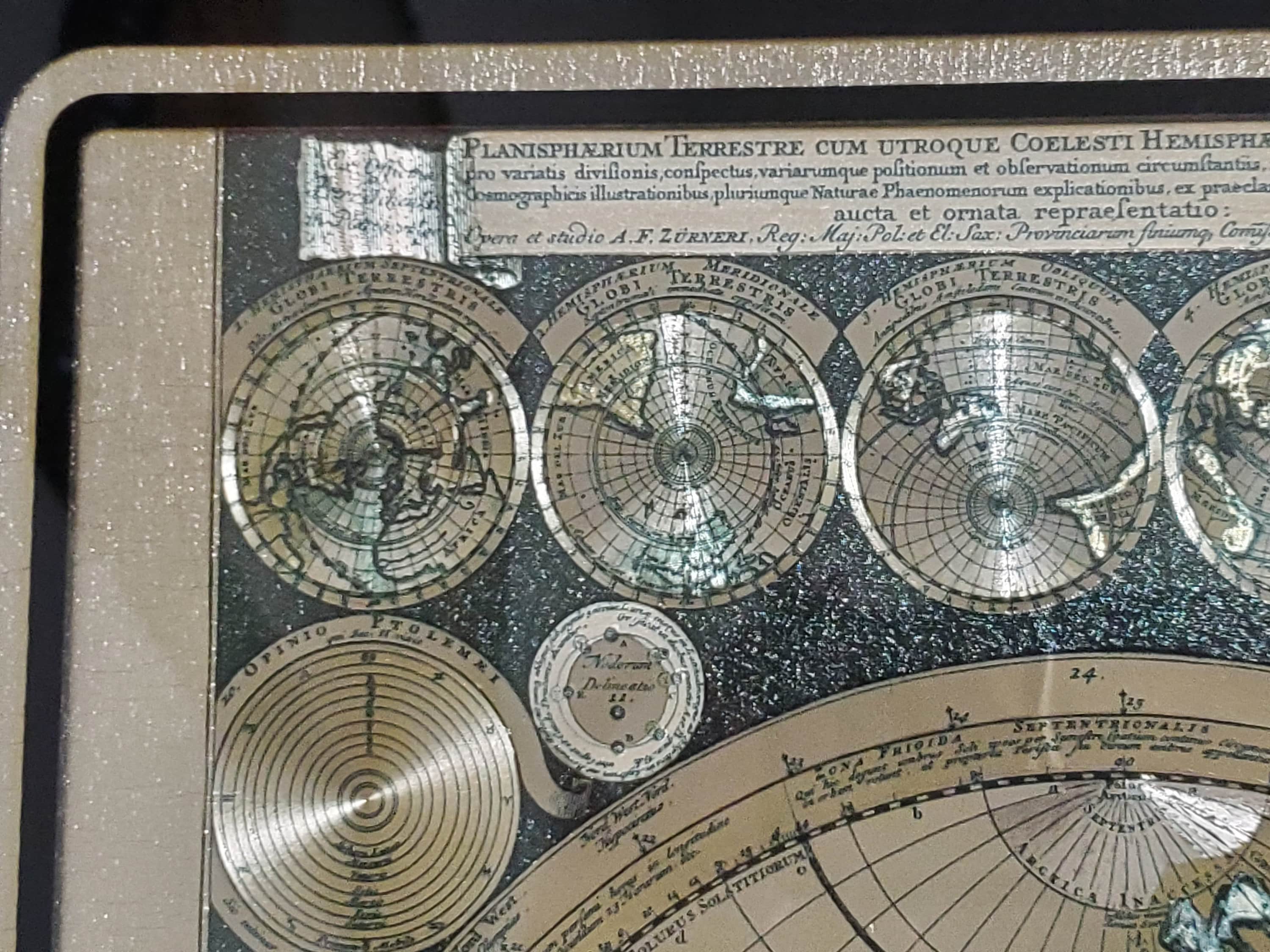 Gold Foil and Color Double Hemisphere Wall Map - A.F. Zurneri