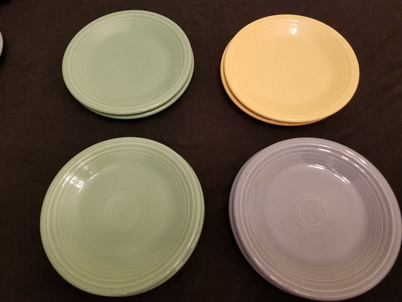 Fiestaware Apricot, Sunflower Yellow, Periwinkle Blue, Sea Mist Green