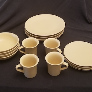 Pale Yellow Earthenware - Dinner Plates & Mugs - Sold Individually