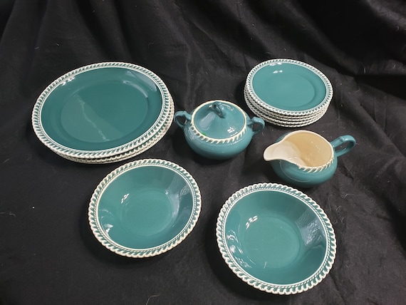 Harkerware Corinthian Green Dishes Assorted Pieces Etsy