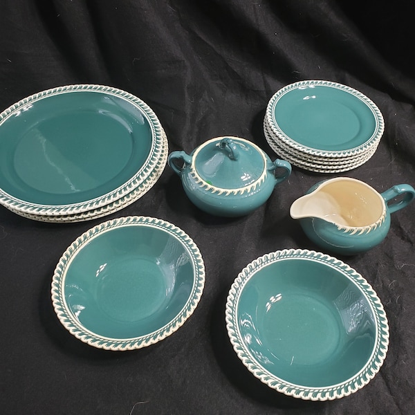 Harkerware Corinthian Green Dishes - Assorted Pieces