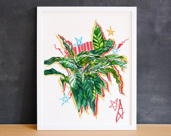 Print flower peacelily colourful art drawing colour picture high quality lily vibrant art decor