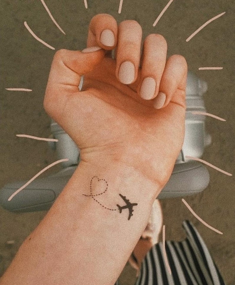 FlugzeugTattoo / schwarzes Herz Tattoo / Flugzeuge temporäres Etsy