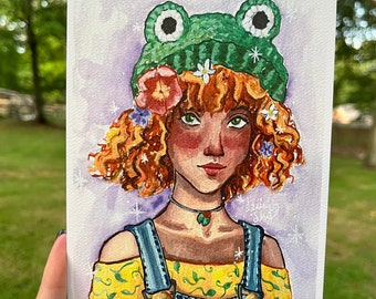 Froggy Hat Girl Print