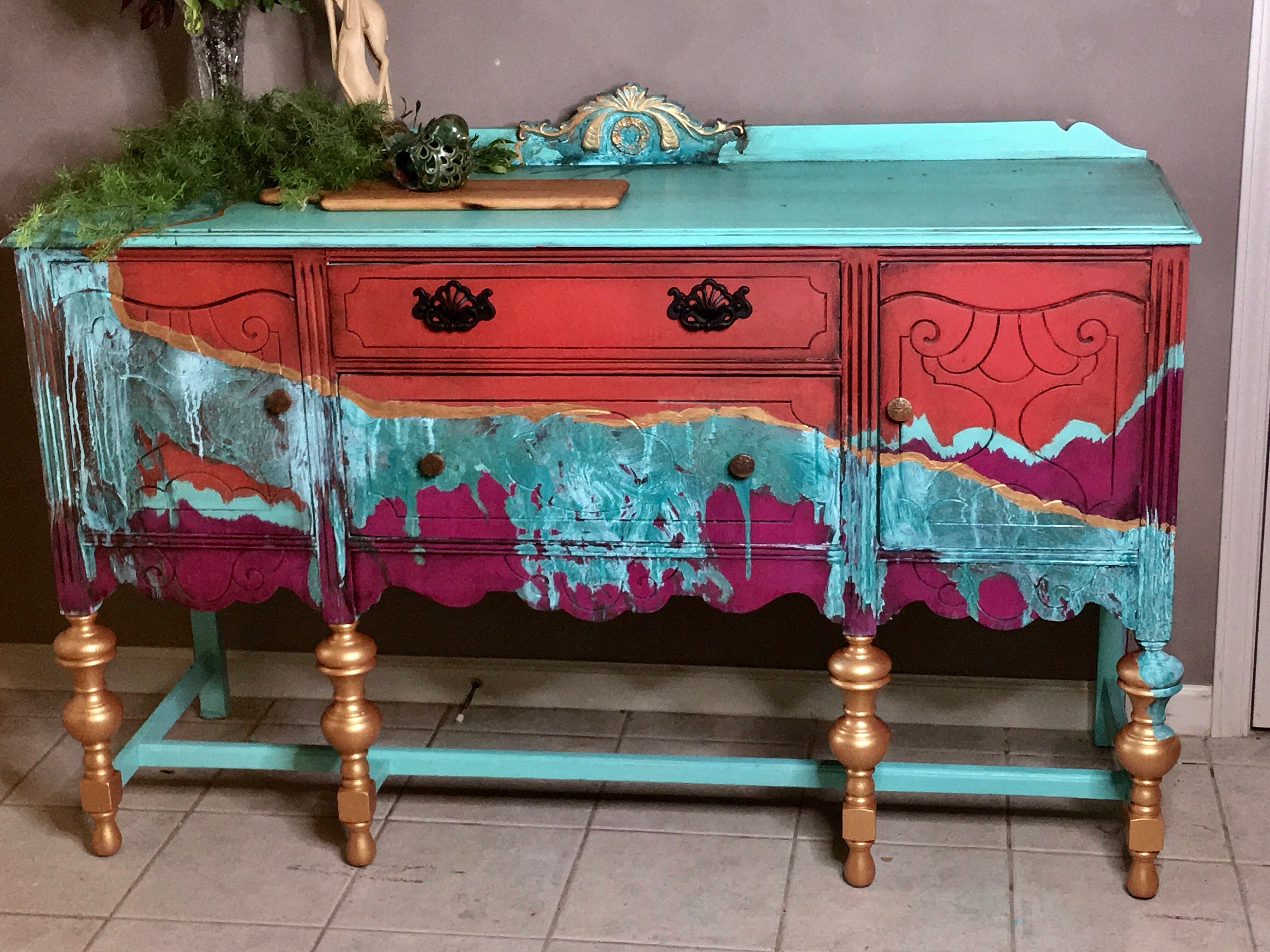 Aprendizaje de pintura de muebles acabado del suroeste de | Etsy