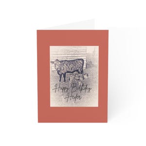 Cartes de voeux, carte de joyeux anniversaire génisse, scène de basse-cour de veau nouveau-né, 1/10/30/50 pcs, ensemble de papeterie en papier cartonné