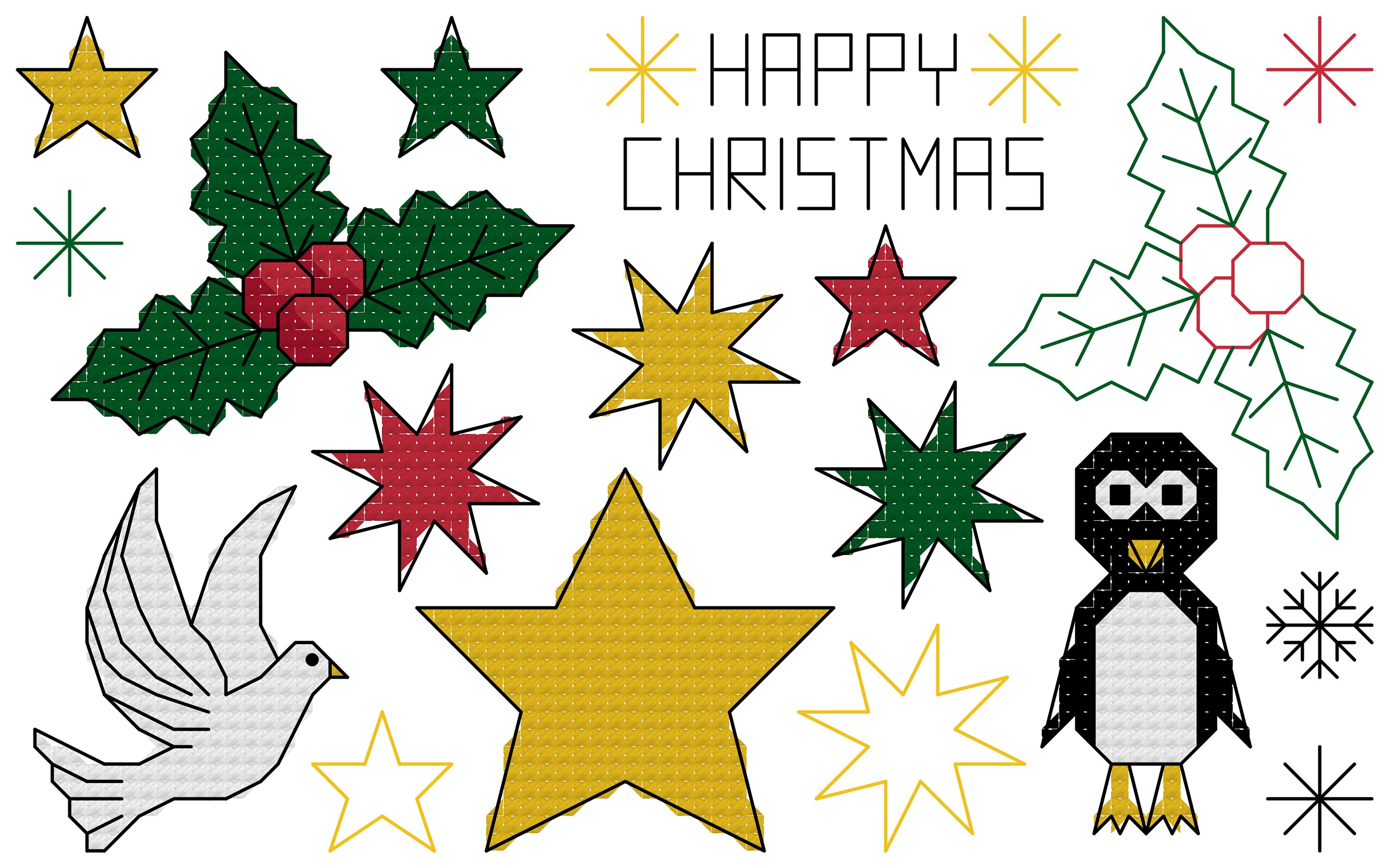 Quick Christmas card motifs set 2 modern counted cross stitch | Etsy