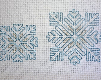 Mixed Snowflakes Christmas card motifs modern counted cross stitch blackwork pdf pattern chart instant download 1.5" 2.2" snow festive gift