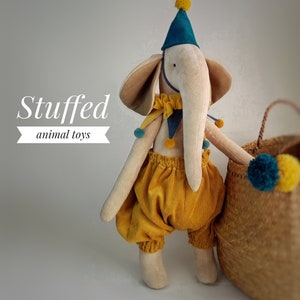 Crib toys,Large Elephant plush toy with removable clothes ,Handmade gift