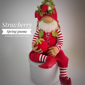 Large Strawberry gnome,Strawberry decor handmade