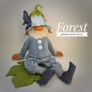 Large Flower gnome Handmade gift,Spring gnome with a butterfly