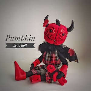 Large Creepy Pumpkin head,Halloween pumpkin doll,OOAK spooky doll,Halloween decor,ready to ship