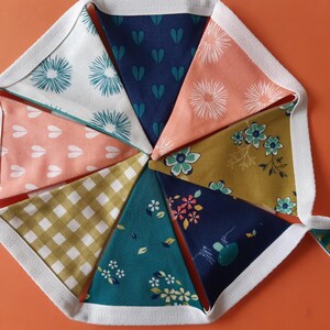 Moda Woodland Secrets Green/Orange/Blue Floral/Toadstools Butterflies Design Handmade Bunting