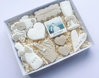 Personalised Engagement Cookies, Polaroid Photo, Mr & Mrs Gift