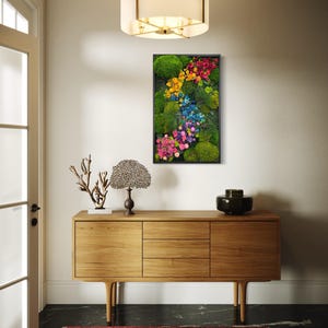VERTICAL Moss Wall Art. Moss Wall. Preserved Moss. Vertical Garden. Art Home Decor. Art with Flowers.