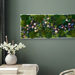 Floral Moss Wall Art – Preserved, No Maintenance, Ready to Hang (Ships Free)