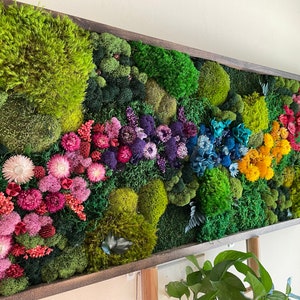 Small Moss Wall Art. Moss Wall. Preserved Moss. Wall Garden. Art Home Decor. Art with Flowers. Floral Art