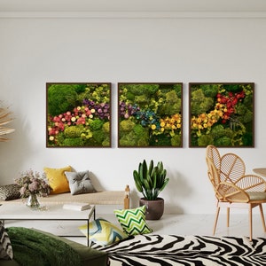 Extra Large Art. Moss Wall Art. Moss Wall. Preserved Moss. Vertical Garden. Art Home Decor. Art with Flowers. Large home decor