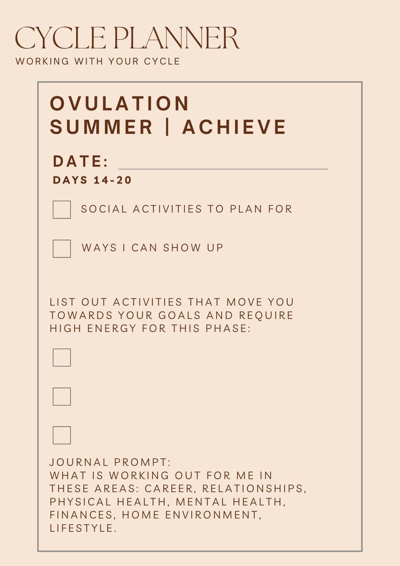 Digital Planner Printable, Instant Download, Cycle Planner, Monthly