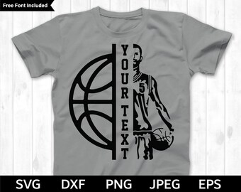Baloncesto SVG, Jugador de baloncesto SVG, Nombre de baloncesto Marco SVG, Silueta de baloncesto & Archivo de corte cricut