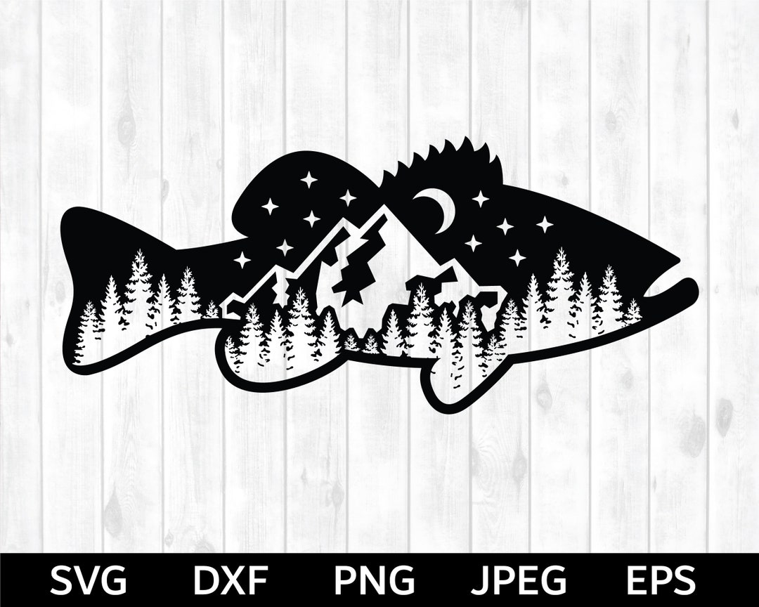 Fish and Trees SVG, Bass SVG, Fishing SVG, Bass Fishing, Fish Cut File
